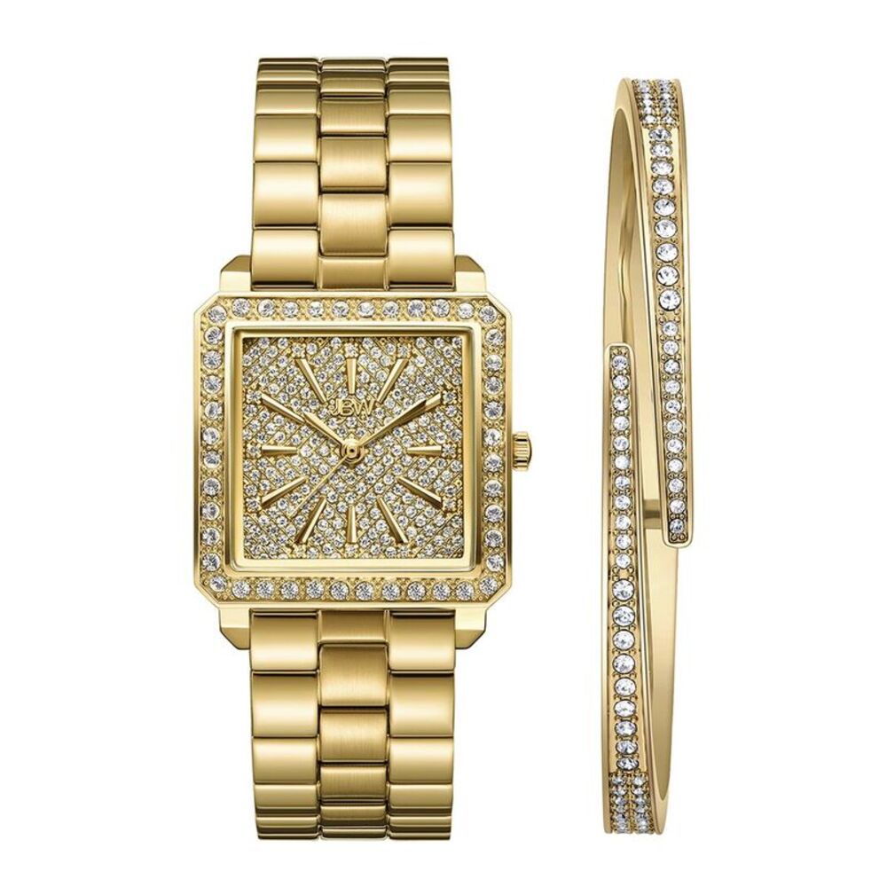 Jbw Women's Cristal 28 Jewelry Set Watch, Yellow